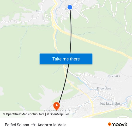 Edifici Solana to Andorra-la-Vella map