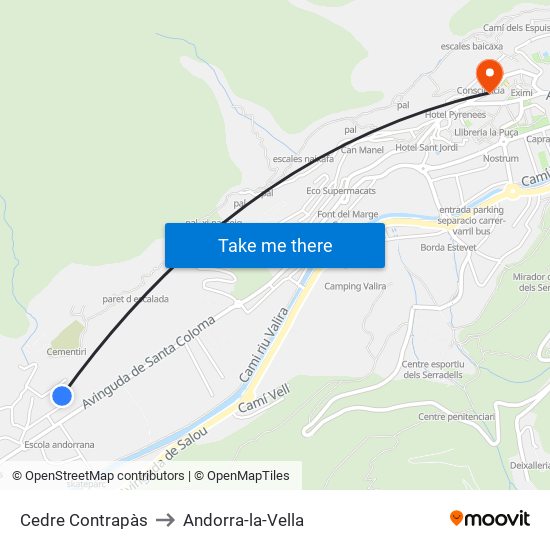 Cedre Contrapàs to Andorra-la-Vella map