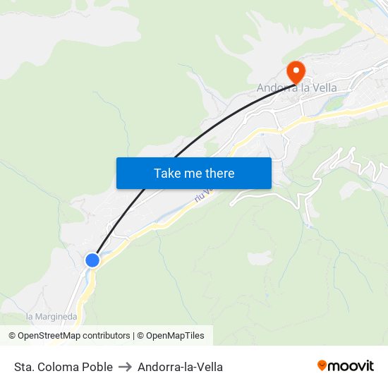 Sta. Coloma Poble to Andorra-la-Vella map