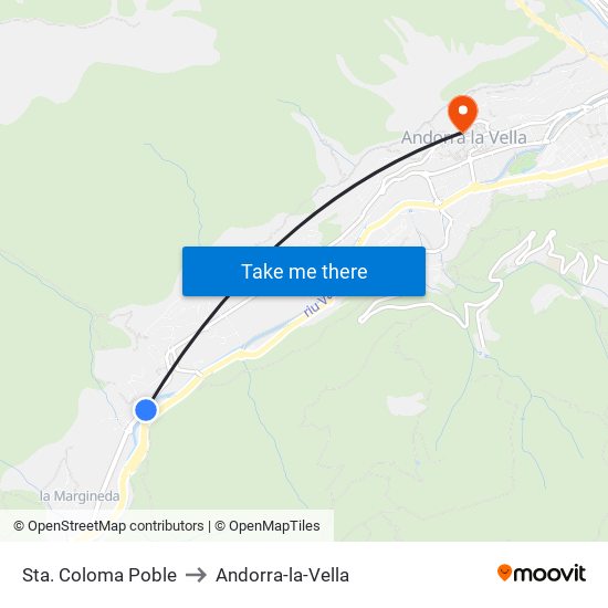 Sta. Coloma Poble to Andorra-la-Vella map