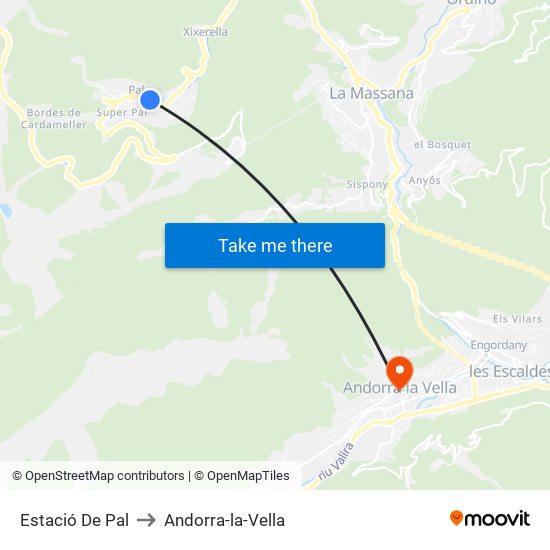Estació De Pal to Andorra-la-Vella map