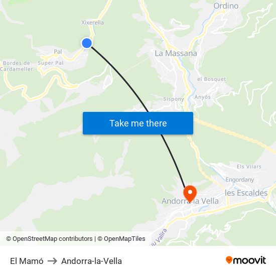 El Mamó to Andorra-la-Vella map