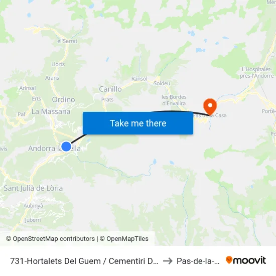 731-Hortalets Del Guem / Cementiri Del Pessebre to Pas-de-la-Casa map