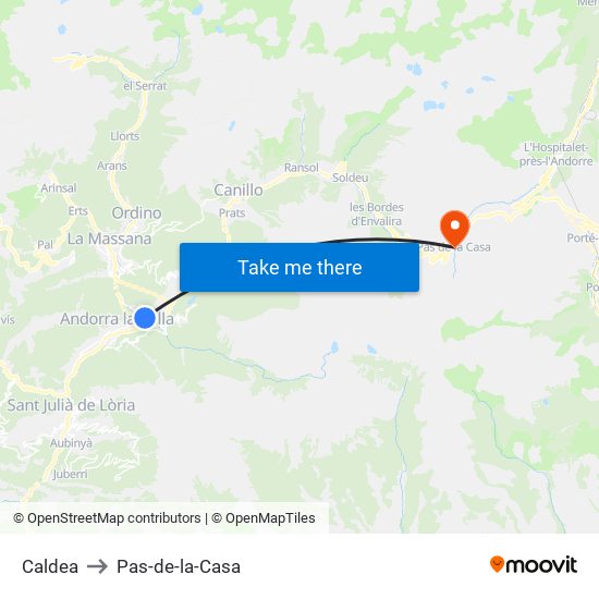 Caldea to Pas-de-la-Casa map