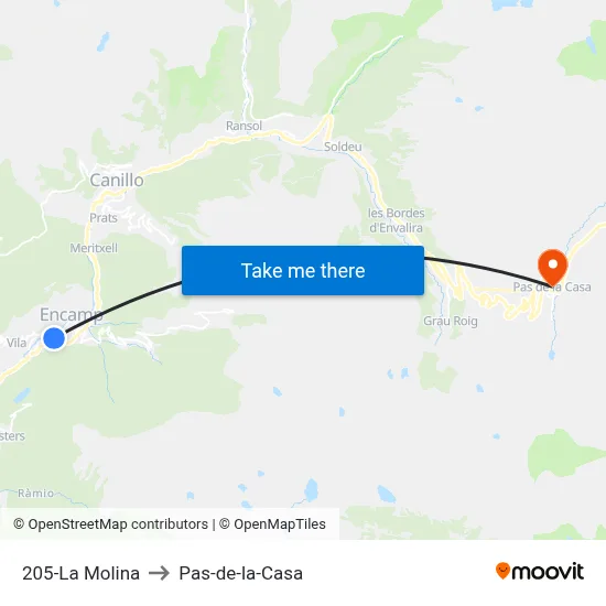 205-La Molina to Pas-de-la-Casa map