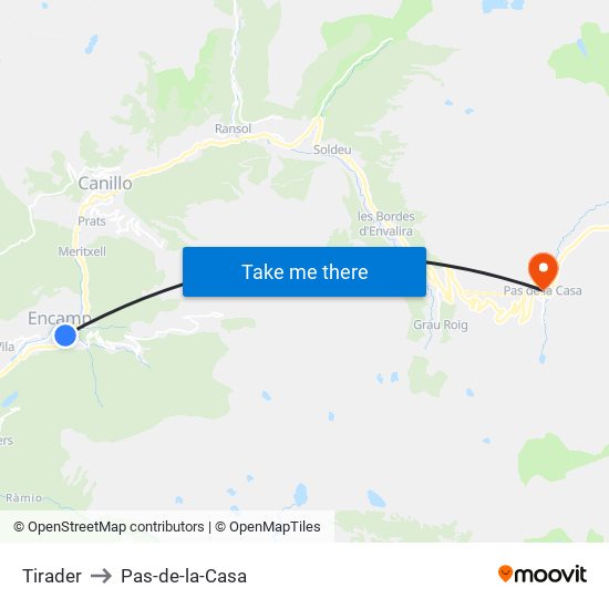 Tirader to Pas-de-la-Casa map