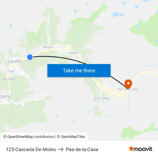 125-Cascada De Moles to Pas-de-la-Casa map