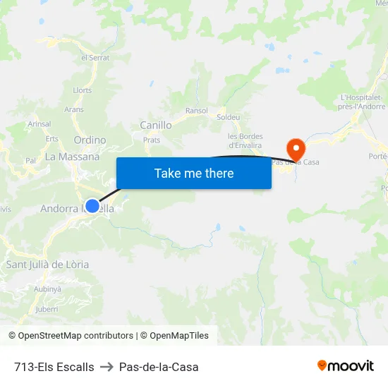 713-Els Escalls to Pas-de-la-Casa map
