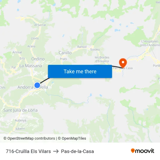 716-Cruïlla Els Vilars to Pas-de-la-Casa map