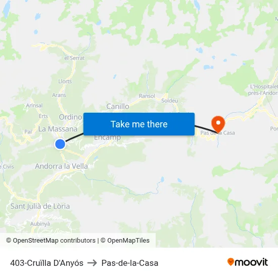 403-Cruïlla D'Anyós to Pas-de-la-Casa map