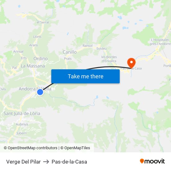 Verge Del Pilar to Pas-de-la-Casa map