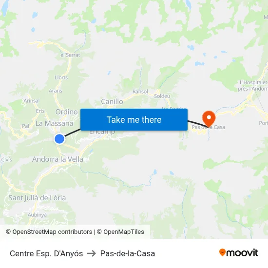 Centre Esp. D'Anyós to Pas-de-la-Casa map