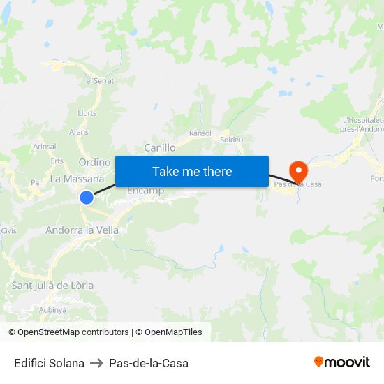 Edifici Solana to Pas-de-la-Casa map