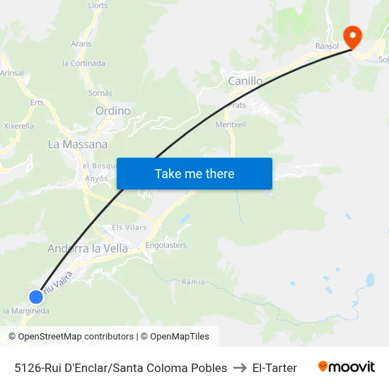 5126-Rui D'Enclar/Santa Coloma Pobles to El-Tarter map