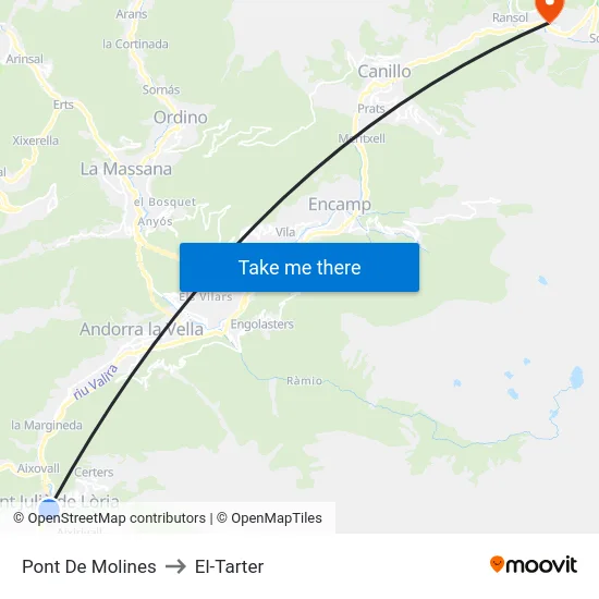 Pont De Molines to El-Tarter map