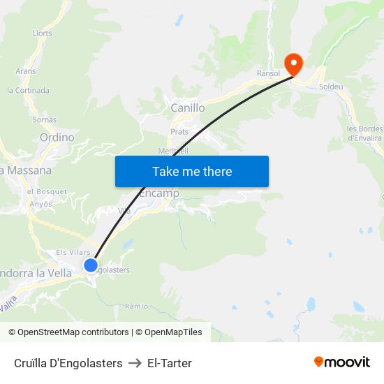 Cruïlla D'Engolasters to El-Tarter map