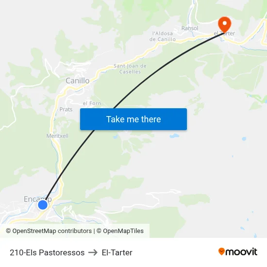 210-Els Pastoressos to El-Tarter map