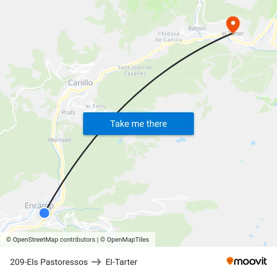 209-Els Pastoressos to El-Tarter map