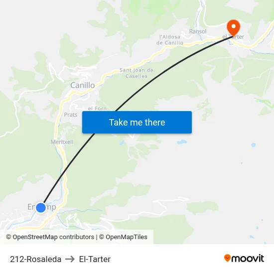 212-Rosaleda to El-Tarter map