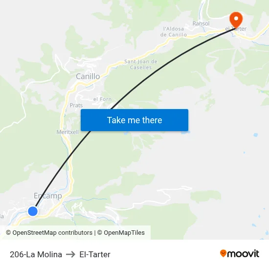 206-La Molina to El-Tarter map
