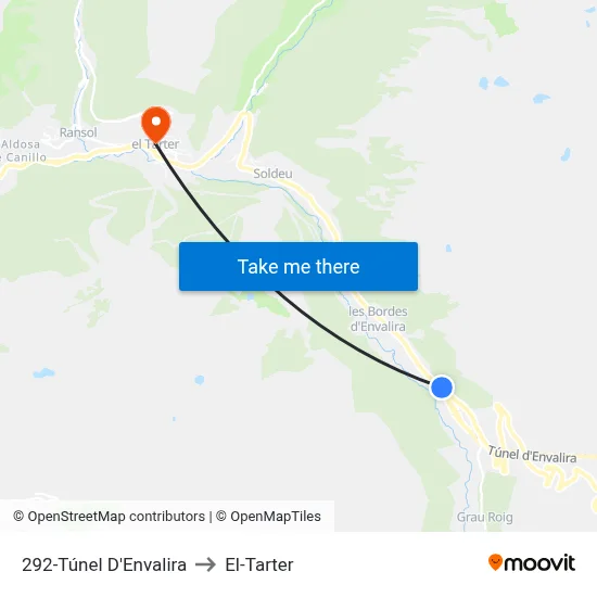 292-Túnel D'Envalira to El-Tarter map