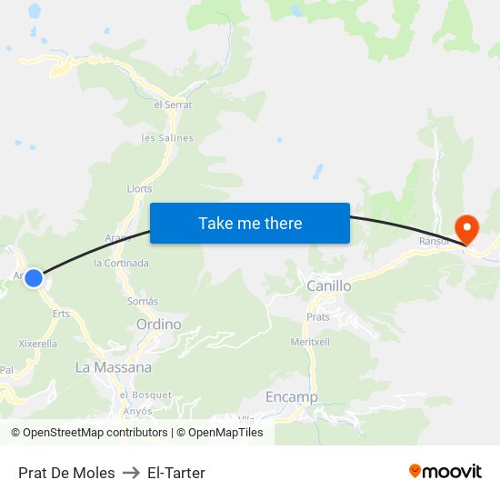Prat De Moles to El-Tarter map