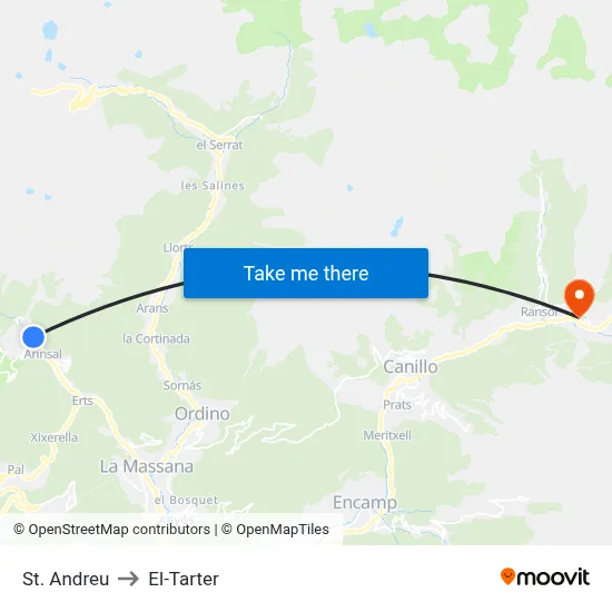 St. Andreu to El-Tarter map