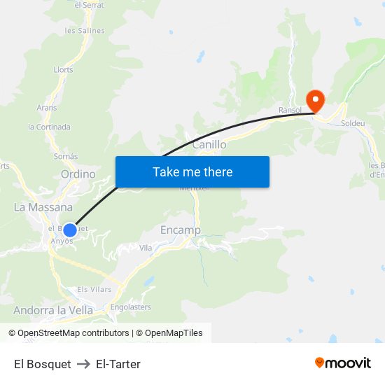 El Bosquet to El-Tarter map