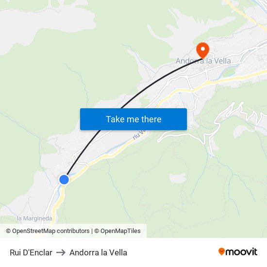 Rui D'Enclar to Andorra la Vella map