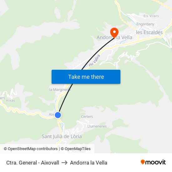 Ctra. General - Aixovall to Andorra la Vella map