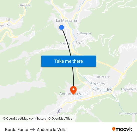 Borda Fonta to Andorra la Vella map