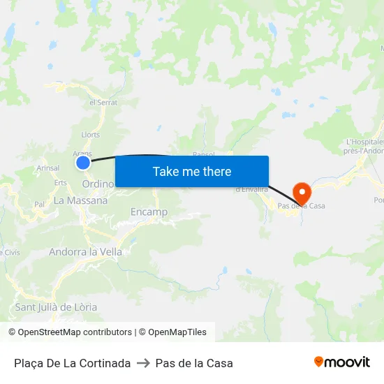 Plaça De La Cortinada to Pas de la Casa map