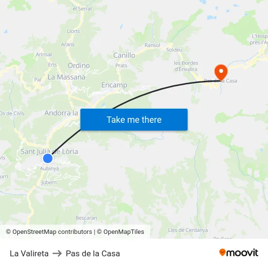 619-La Valireta to Pas de la Casa map