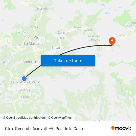 Ctra. General - Aixovall to Pas de la Casa map