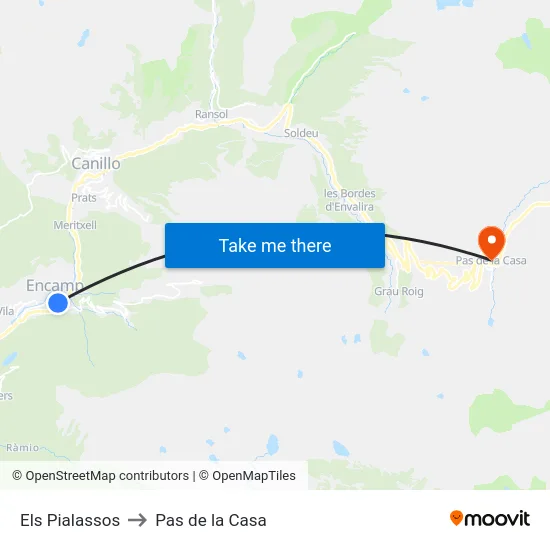 215-Els Pialassos to Pas de la Casa map