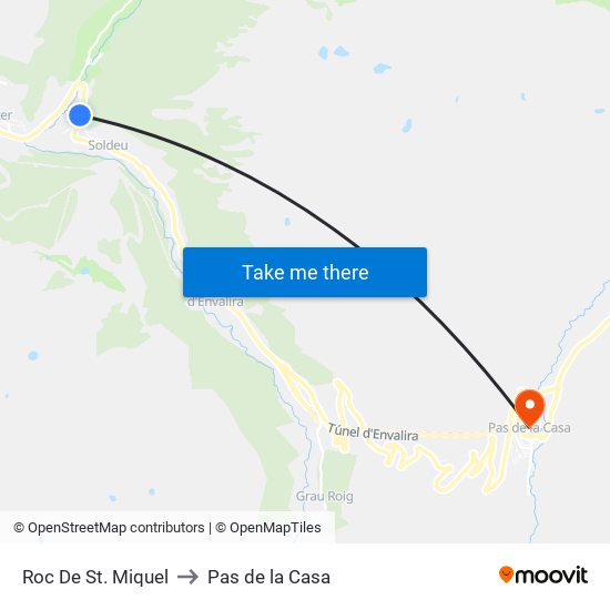 Roc De St. Miquel to Pas de la Casa map