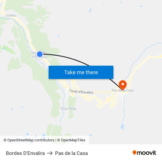 Bordes D'Envalira to Pas de la Casa map