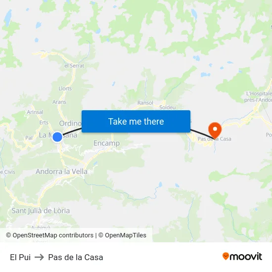 El Pui to Pas de la Casa map