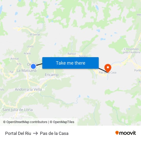 Portal Del Riu to Pas de la Casa map