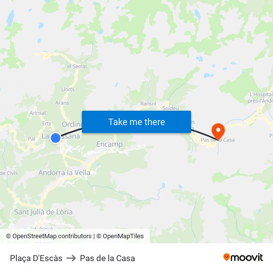 Plaça D'Escàs to Pas de la Casa map