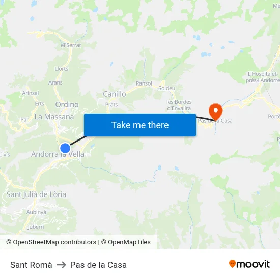 Sant Romà to Pas de la Casa map