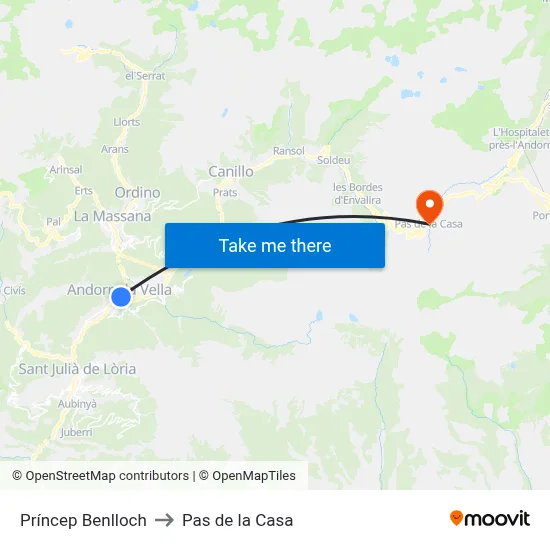 Príncep Benlloch to Pas de la Casa map