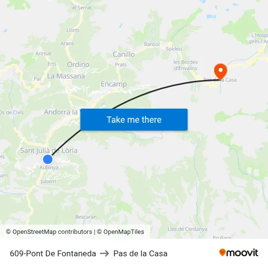 609-Pont De Fontaneda to Pas de la Casa map