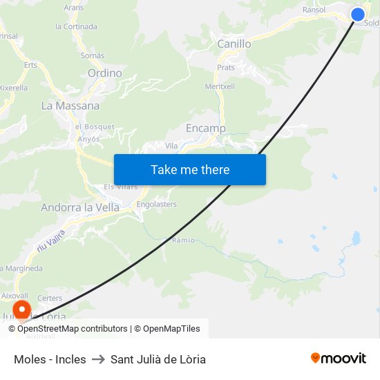 Moles - Incles to Sant Julià de Lòria map