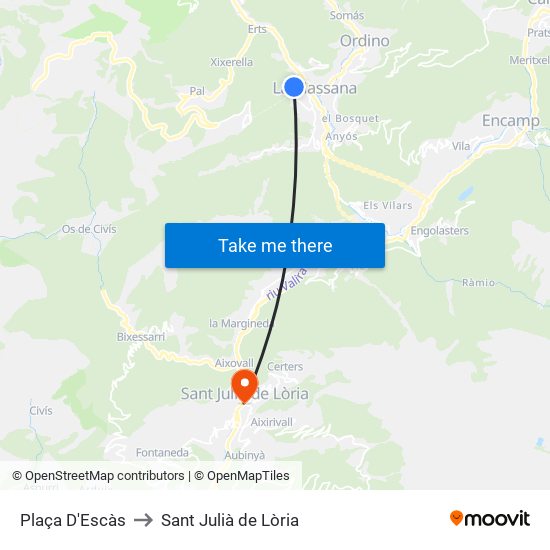 Plaça D'Escàs to Sant Julià de Lòria map