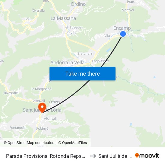 Parada Provisional Rotonda Repsol Baixada to Sant Julià de Lòria map