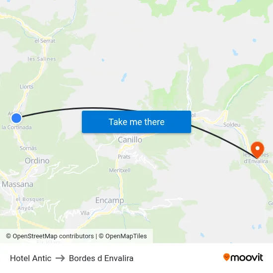Hotel Antic to Bordes d Envalira map