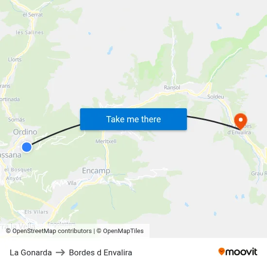 La Gonarda to Bordes d Envalira map