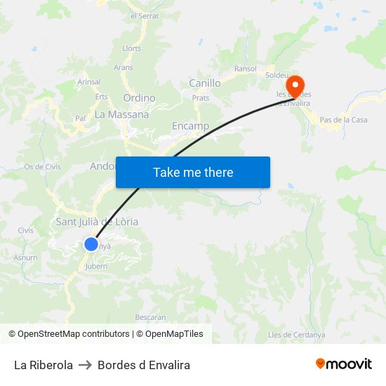 La Riberola to Bordes d Envalira map