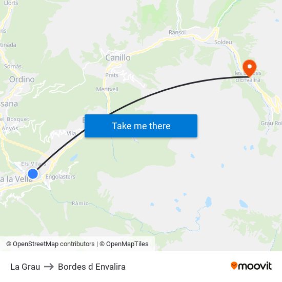 La Grau to Bordes d Envalira map